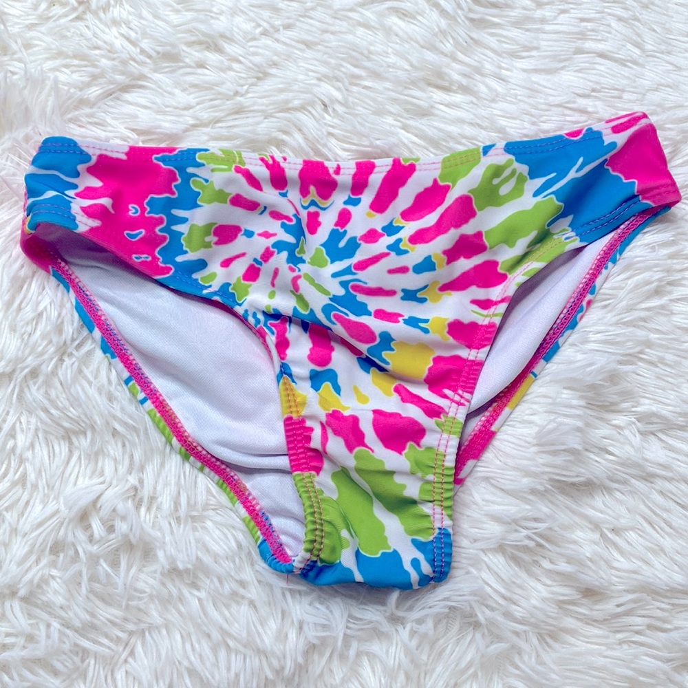 Extremely Me Pink Blue Green Tye Dye Bikini Swim Bottoms Girl’s Size 7/8